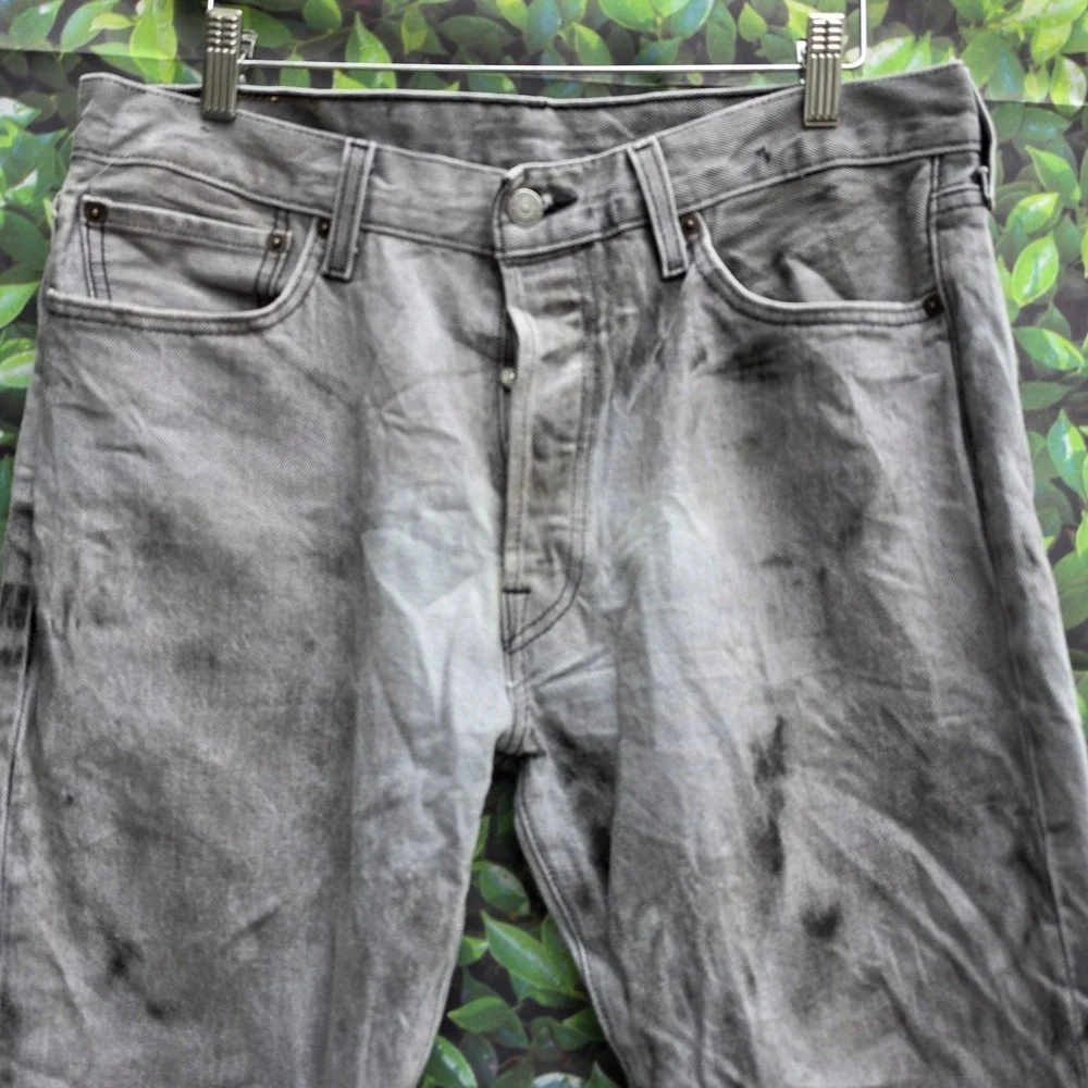Levis 501 WaterLess Jeans Mens W34 L30 Gray Straight Leg Button Fly Denim